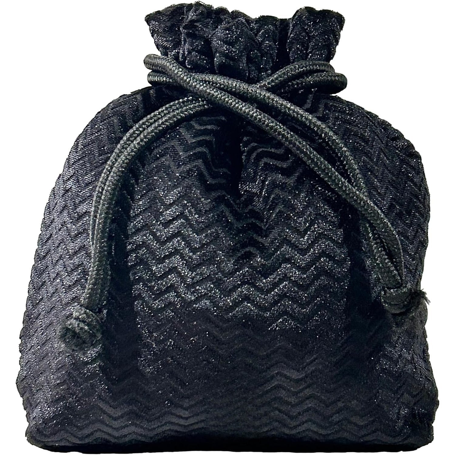 Black Herringbone Drawstring Makeup Bag