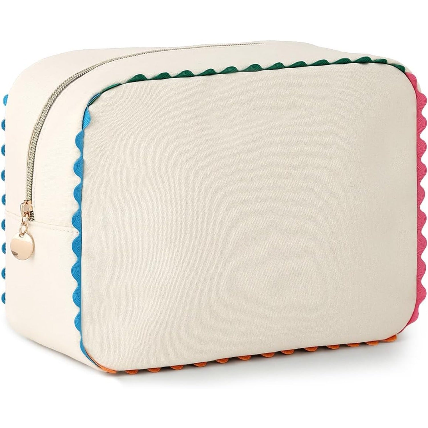 Cute Makeup Bag with Rainbow-colored Wavy Edge Trim