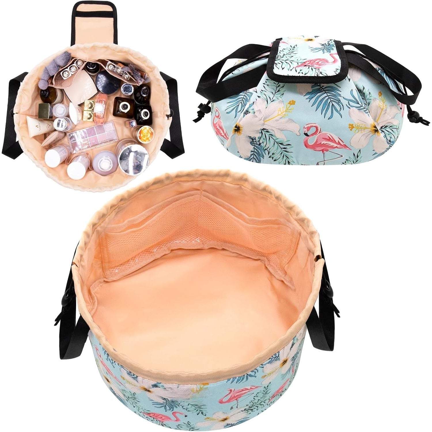 Large-capacity Cylindrical Cosmetic Bag