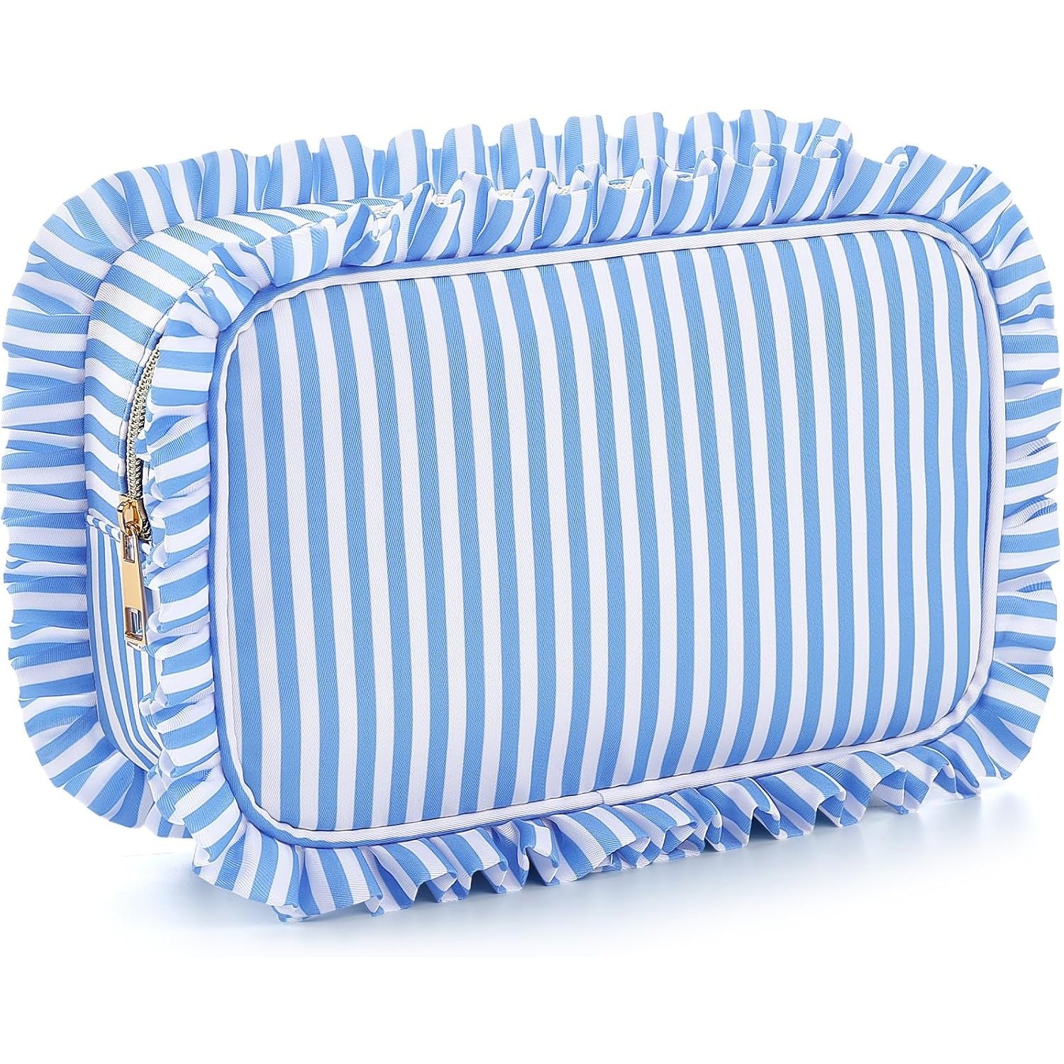 Ruffled Preppy-Style Makeup Bag
